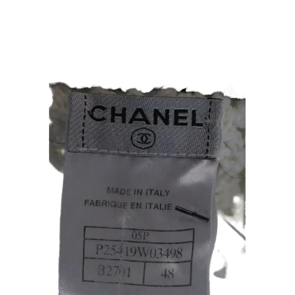 Chanel Womens Cardigan V-Neck Open Long Sleeve White Designer Size 48